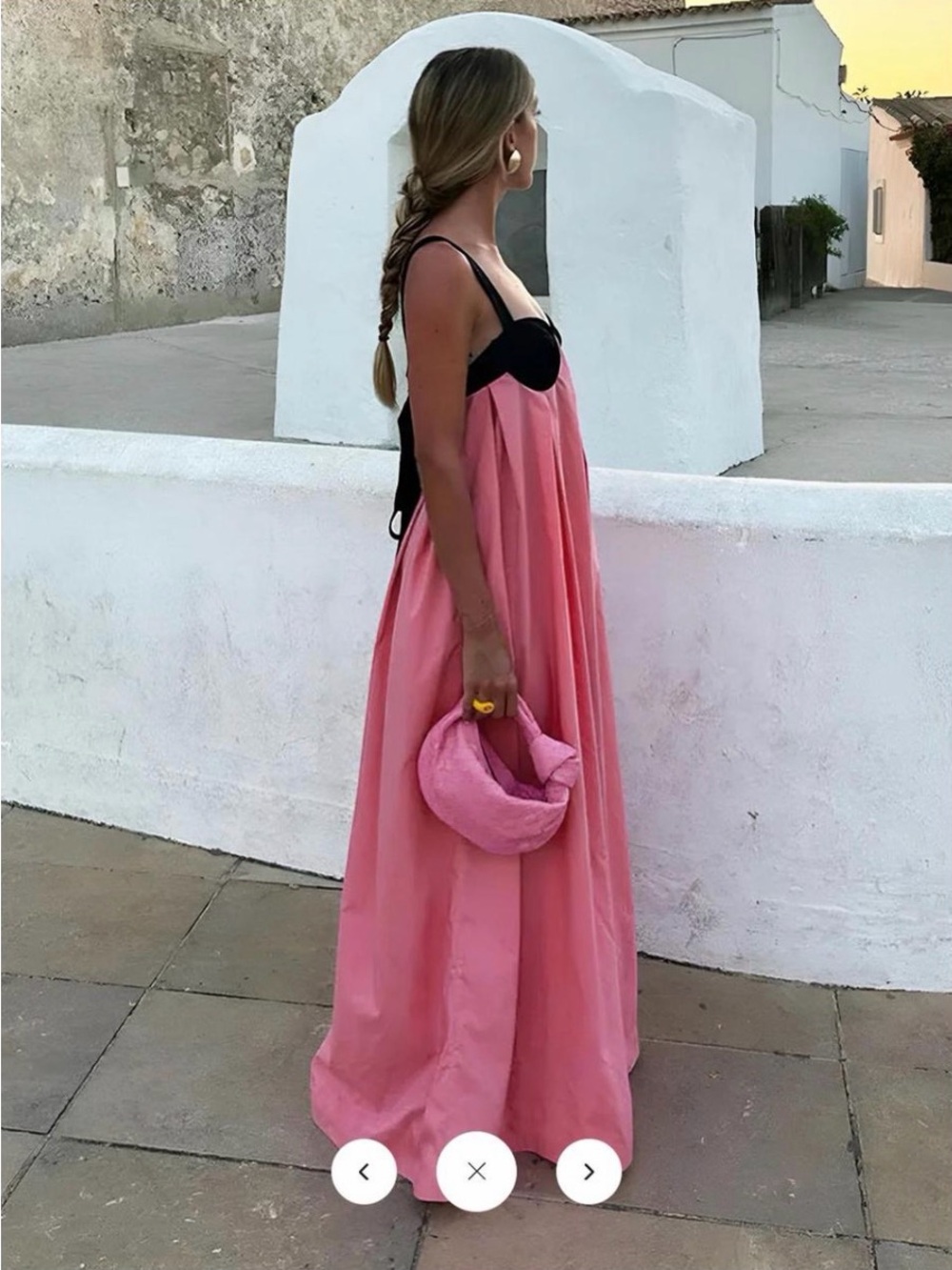Commense Pink Maxi Dress with Black Bust